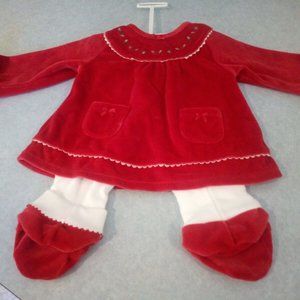 2 Piece Set FIRST IMPRESSIONS RED Christmas Dress Infant 3-6 MO 12-17 lb